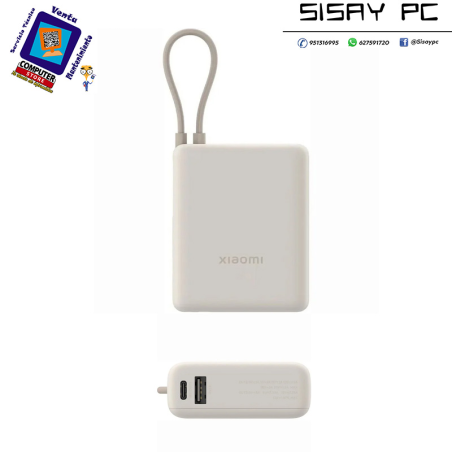 Powerbank 10000mAh Xiaomi 33W Power Bank Integrated Cable/ 33W/ Beige/ Incluye Cable USB Tipo-C