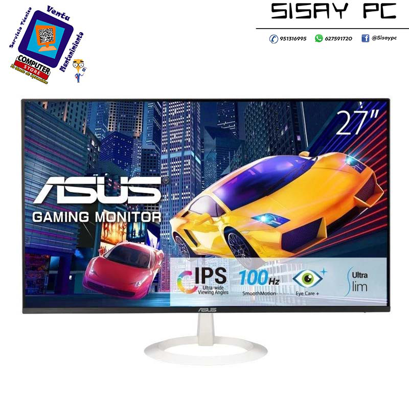 Monitor Polivalente Asus VZ27EHF-W 27"/ Full HD/ 1ms/ 100Hz/ IPS/ Blanco
