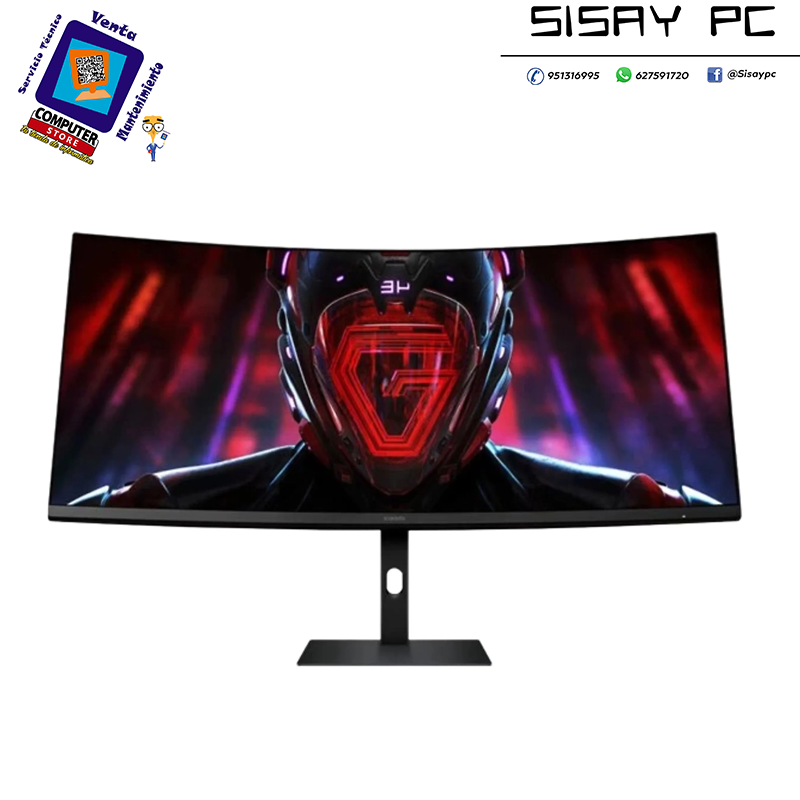Monitor gaming - Xiaomi G34, 34", WQHD, 1 ms, 180 Hz, FreeSync, DisplayPort x2, HDMI x2, Negro