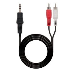 Cable Estéreo  Jack 3.5 Macho - 2x RCA Macho/ 3m/ Negro