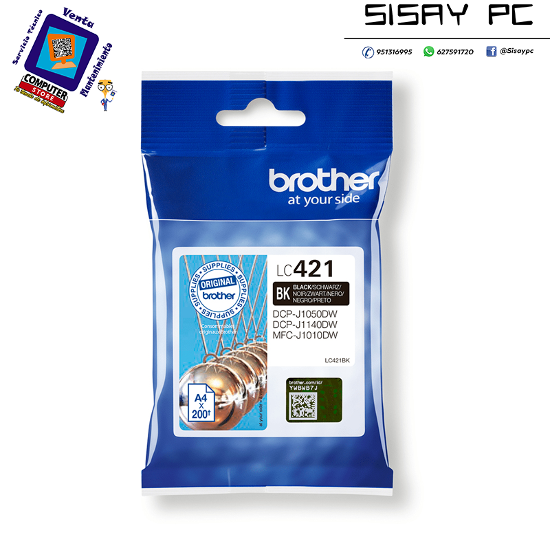 CARTUCHO BROTHER LC421 NEGRO 200PAG