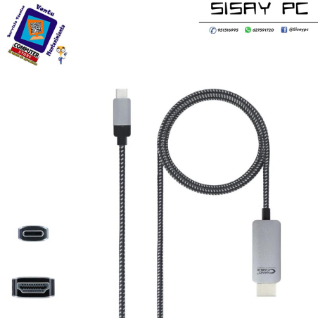Cable Conversor USB Tipo-C Macho - HDMI Macho/ 1.8m/ Negro