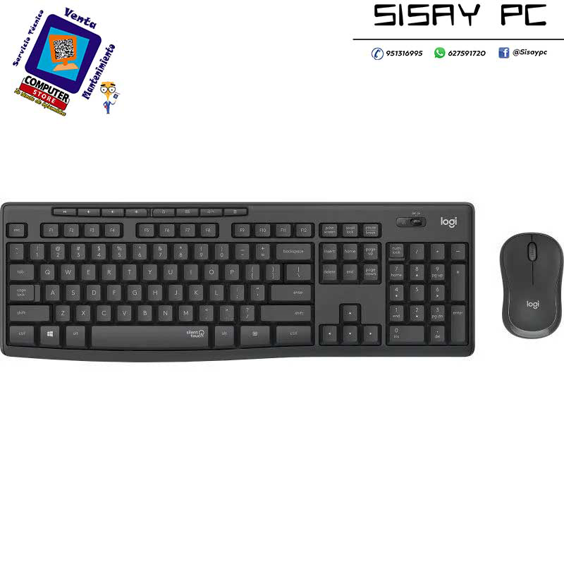 Teclado y Ratón Inalámbricos Logitech Silent Touch MK295/ Grafito