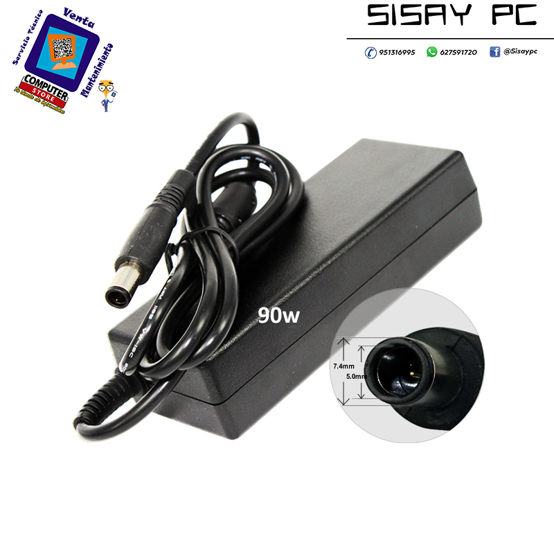 Cargador compatible para portátil HP 90W 18.5V 4.9A 7.4x 5.0mm
