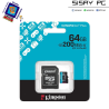 Tarjeta de Memoria Kingston CANVAS Go! Plus 64GB micro SD XC con Adaptador/ Clase 10/ 200MBs
