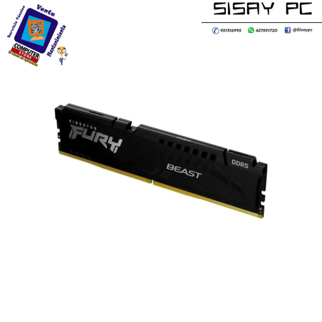 Memoria RAM Kingston FURY Beast 16GB/ DDR5/ 5200MHz/ 1.1V/ CL38/ DIMM