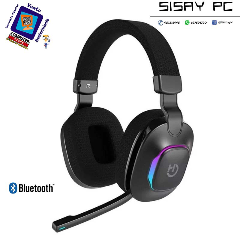 Auriculares Gaming con Micrófono Hiditec Vortex ARGB/ Jack 3.5/ Bluetooth/ Negros