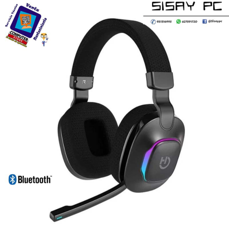 Auriculares Gaming con Micrófono Hiditec Vortex ARGB/ Jack 3.5/ Bluetooth/ Negros