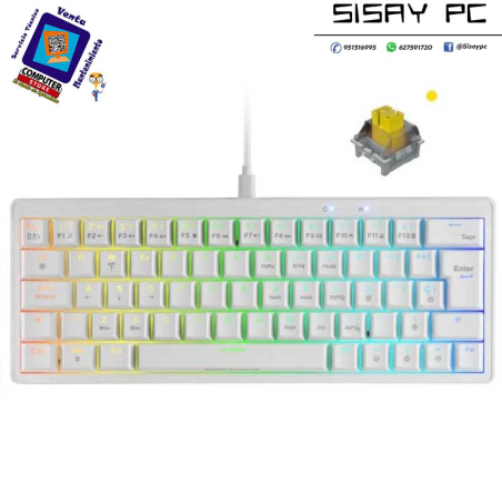 Teclado Gaming Mecánico Mars Gaming MKMINIPRO/ Switch Amarillo/ Blanco