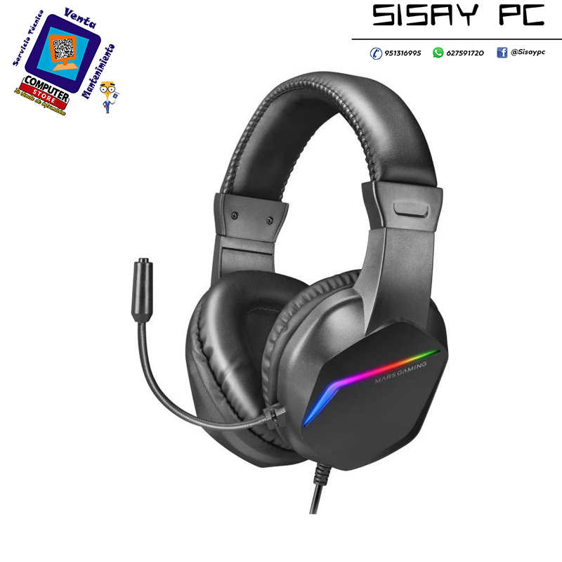 Auriculares Gaming con Micrófono Mars Gaming MH122/ Jack 3.5/ Negros