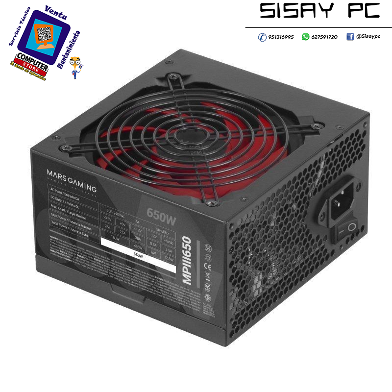 Fuente de Alimentación Mars Gaming MPIII650/ 650W/ Ventilador 12cm