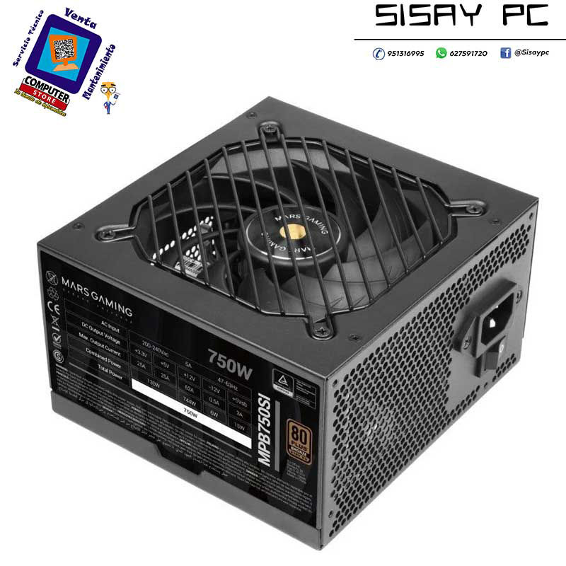 Fuente de Alimentación Mars Gaming MPB750SI/ 750W/ Ventilador 12cm/ 80 Plus Bronze