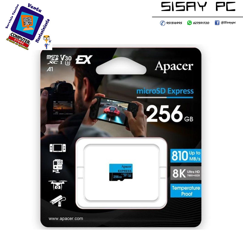 Tarjeta de Memoria Micro Sd Apacer 256GB UHS-I/ Clase 10/ 810MBs