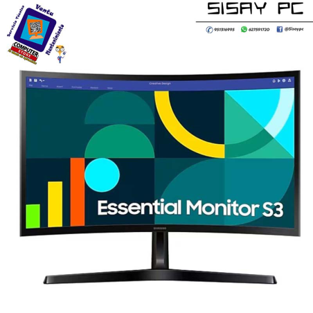 Monitor Curvo Samsung Essential Monitor S3 S24D366GAU/ 24/ Full HD/ Negro"