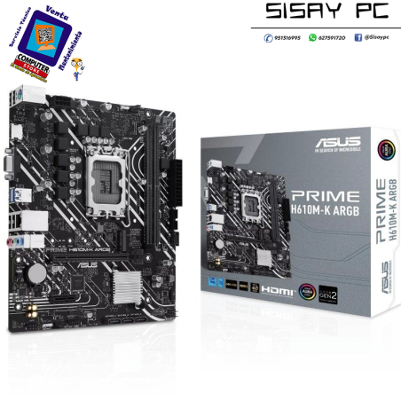 Placa Base Asus Prime H610M-K ARGB Socket 1700/ DDR5/ PCIe 4.0/ Micro ATX