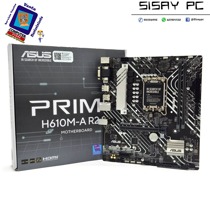 Placa Base Asus Prime H610M-A R2.0/ Socket 1700/ DDR5/ PCIe 4.0/ Micro ATX