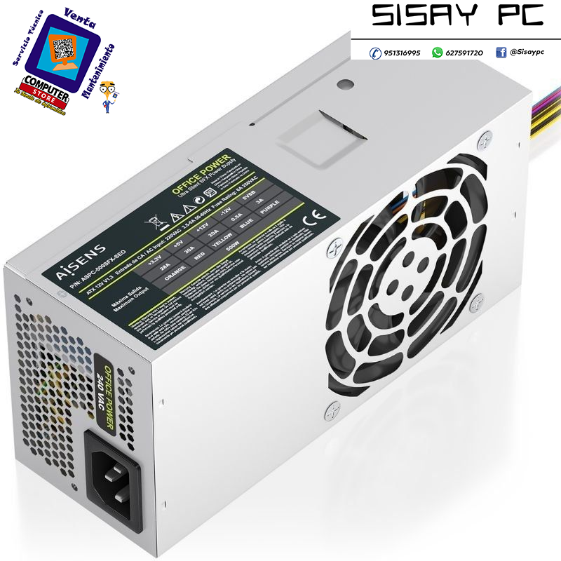 Fuente de Alimentación TFX Aisens ASPC-500TFX-SEO/ 500W/ Ventilador 8cm