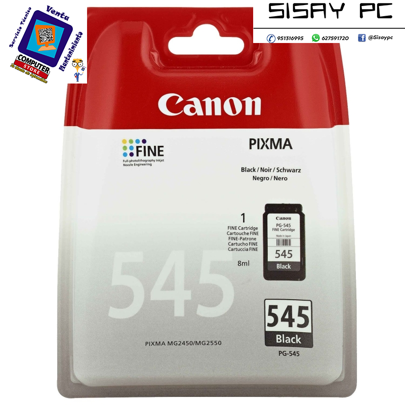 CARTUCHO CANON PG-545 PIXMA MG2250-2450-2550 NEGRO