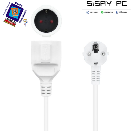 Cable Alargador de Corriente Nanocable 10.22.0605-W/ Schuko Hembra - Schuko Macho/ 5m/ Blanco