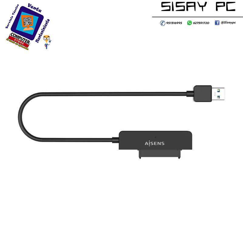 Adaptador para Discos Duros 2.5 Aisens ASE-25A03B/ USB Macho - SATA"