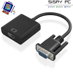 Cable Conversor VGA Macho/ HDMI Hembra - Jack 3.5 Hembra - MicroUSB / 20cm/ Negro