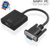 Cable Conversor VGA Macho/ HDMI Hembra - Jack 3.5 Hembra - MicroUSB / 20cm/ Negro