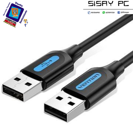 Cable USB 2.0 Macho - Macho/ 480Mbps/ 25cm/ Negro