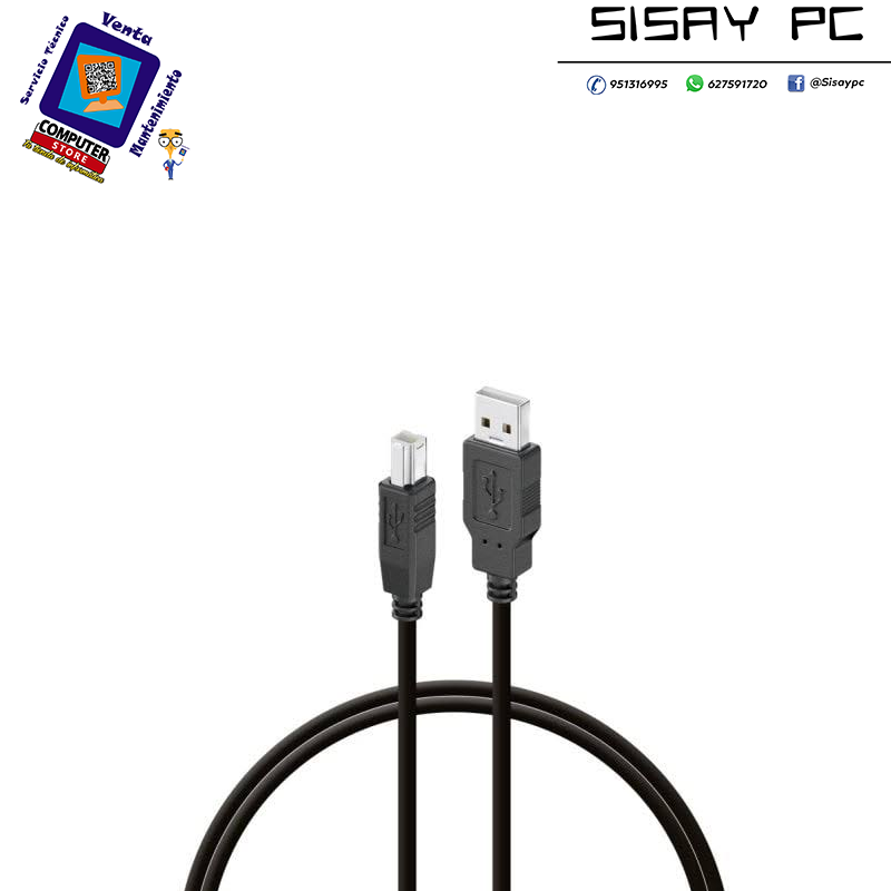 Cable USB 2.0 Impresora  USB Tipo-B Macho - USB Macho/ Hasta 2.5W/ 60Mbps/ 1.8m/ Negro