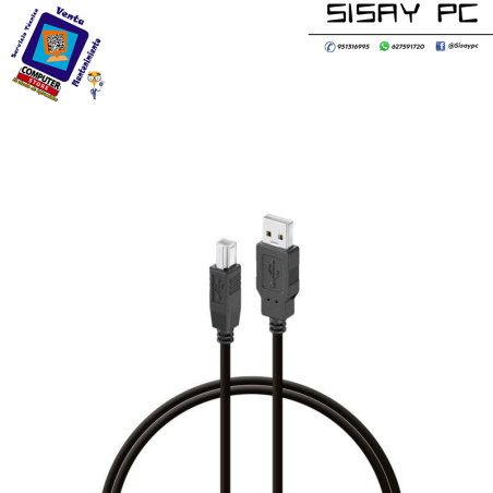 Cable USB 2.0 Impresora  USB Tipo-B Macho - USB Macho/ Hasta 2.5W/ 60Mbps/ 1.8m/ Negro