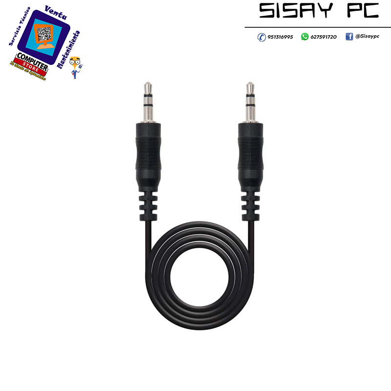 Cable Estéreo  Jack 3.5 Macho - Jack 3.5 Macho/ 1m/ Negro