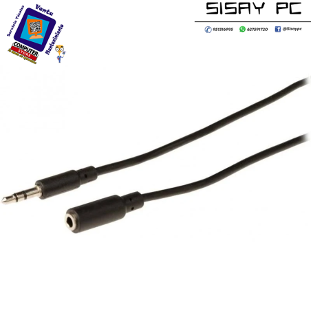 Cable Estéreo  Jack 3.5 Macho - Jack 3.5 Hembra/ 1m/ Negro