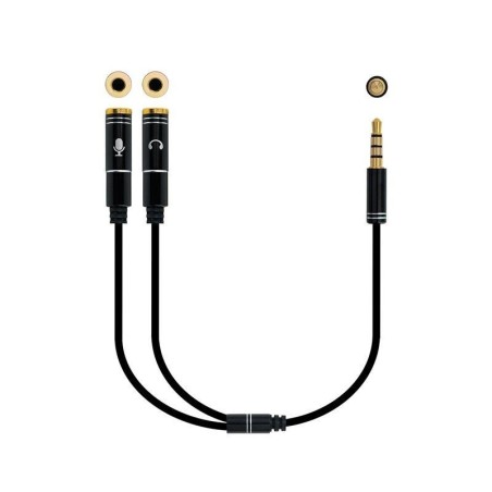 Cable Estéreo  Jack 3.5 Macho - 2x Jack 3.5 Hembra/ 30cm/ Negro