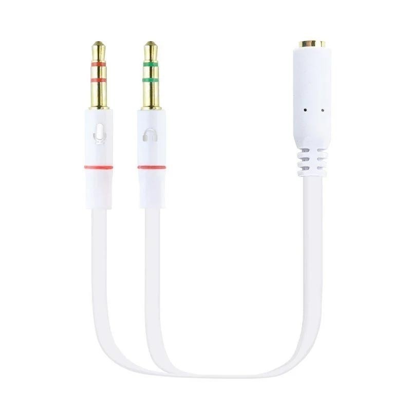 Cable Estéreo  Jack 3.5 Hembra - 2x Jack 3.5 Macho/ 20cm/ Blanco