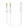 Cable Estéreo  Jack 3.5 Hembra - 2x Jack 3.5 Macho/ 20cm/ Blanco