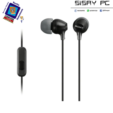 Auriculares Intrauditivos Sony MDR-EX15AP/ con Micrófono/ Jack 3.5/ Negros