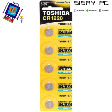 Pack de 5 Pilas de Botón Toshiba CR1220/ 3V
