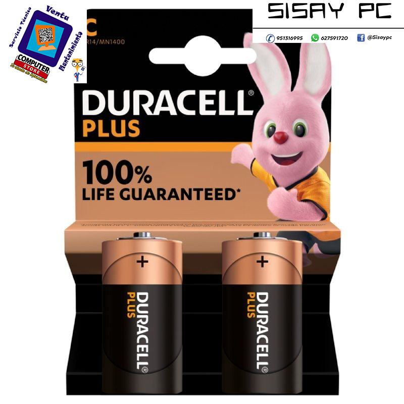 Pack de 2 Pilas C Duracell LR14/ 1.5V/ Alcalinas