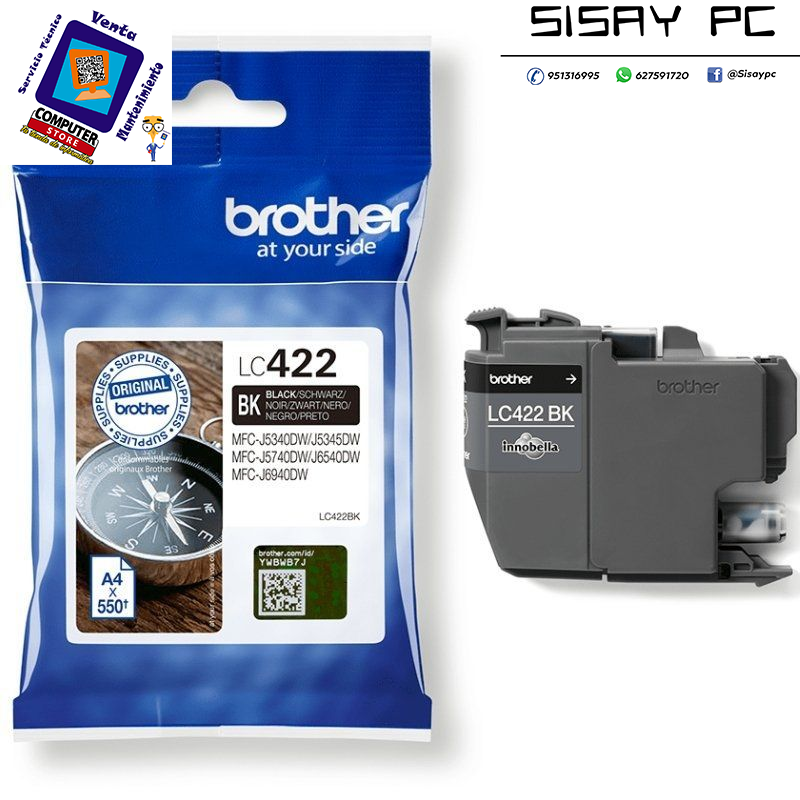 CARTUCHO BROTHER LC422 NEGRO 550PAG