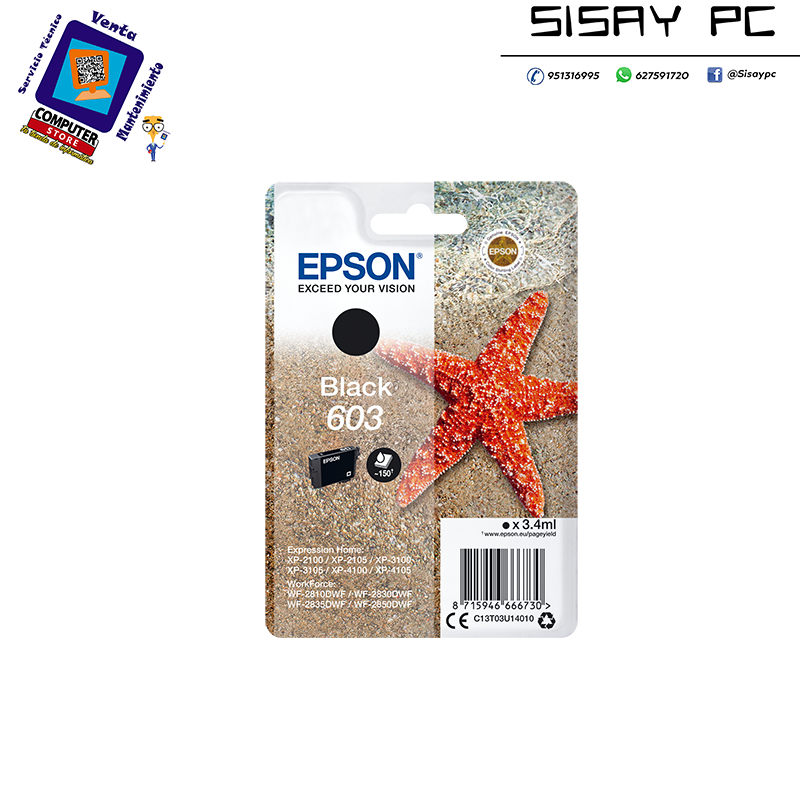 CARTUCHO EPSON T603 NEGRO XP-2100-3100-4100