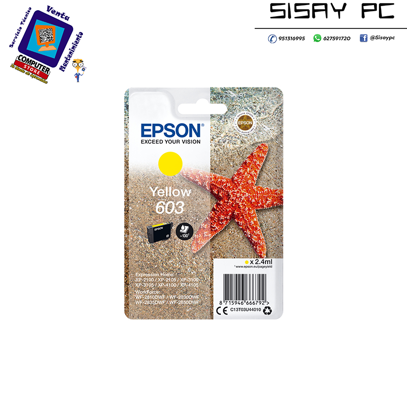 CARTUCHO EPSON T603 AMARILLO XP-2100-3100-4100