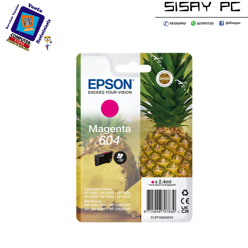 CARTUCHO EPSON 604 PIÑA MAGENTA