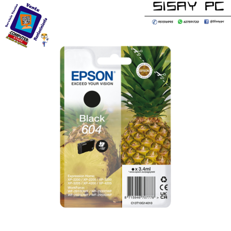 CARTUCHO EPSON 604 (PIÑA) NEGRO