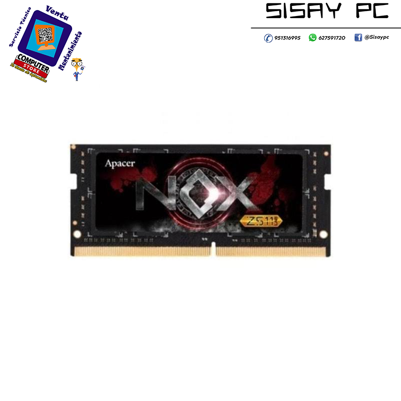 Memoria RAM Apacer NOX 16GB/ DDR4/ 3200MHz/ 1.2V/ CL20/ SODIMM