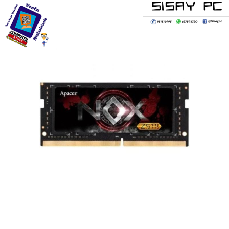 Memoria RAM Apacer NOX 16GB/ DDR4/ 3200MHz/ 1.2V/ CL20/ SODIMM