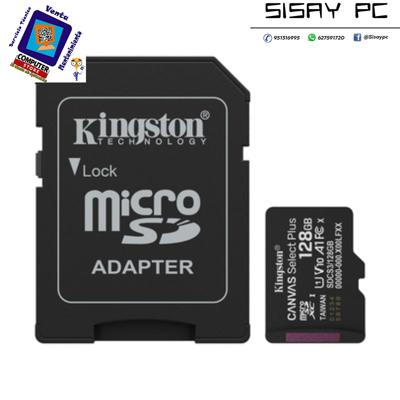 MEMORIA MICRO SD 128GB KINGSTON CLASE 10 UHS-I 80R