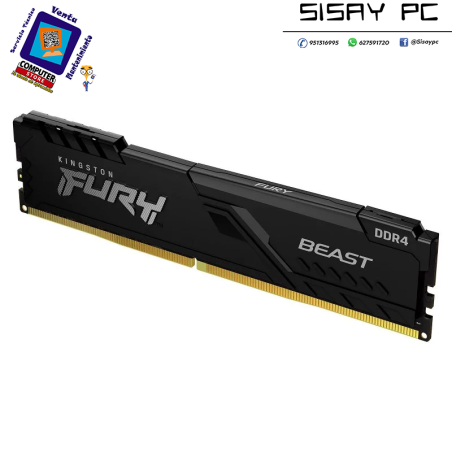 Memoria RAM Kingston FURY Beast 16GB/ DDR4/ 3200MHz/ 1.35V/ CL16/ DIMM