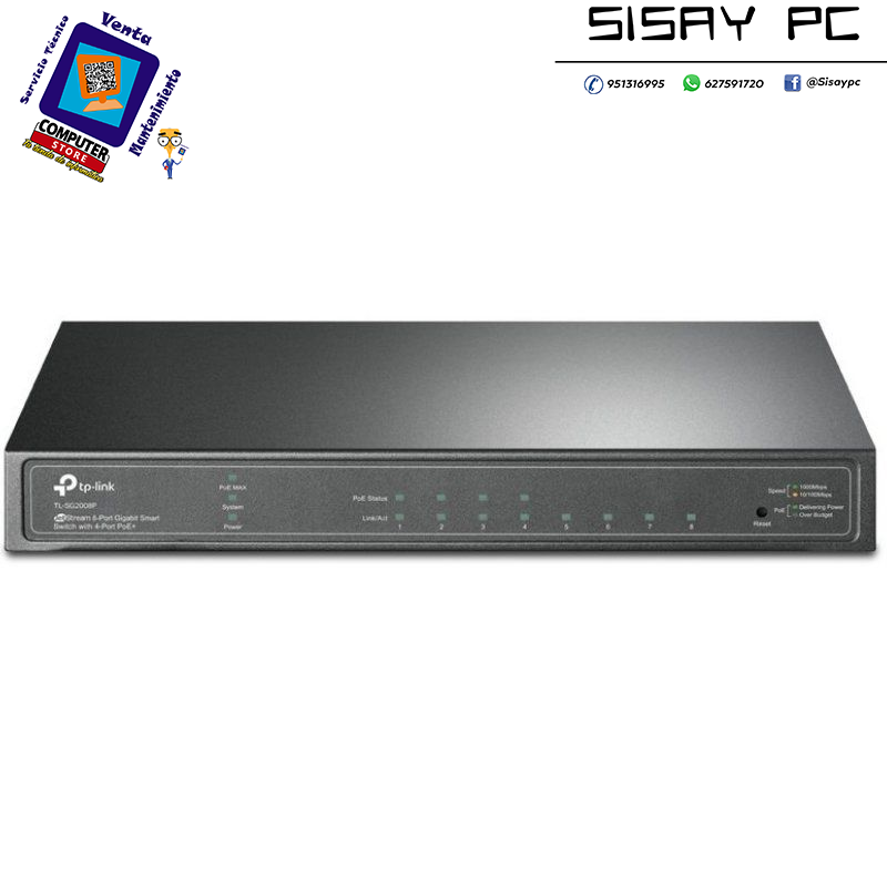 Switch Gestionable TP-Link Omada TL-SG2008P 8 Puertos/ RJ-45 10/100/1000/ PoE