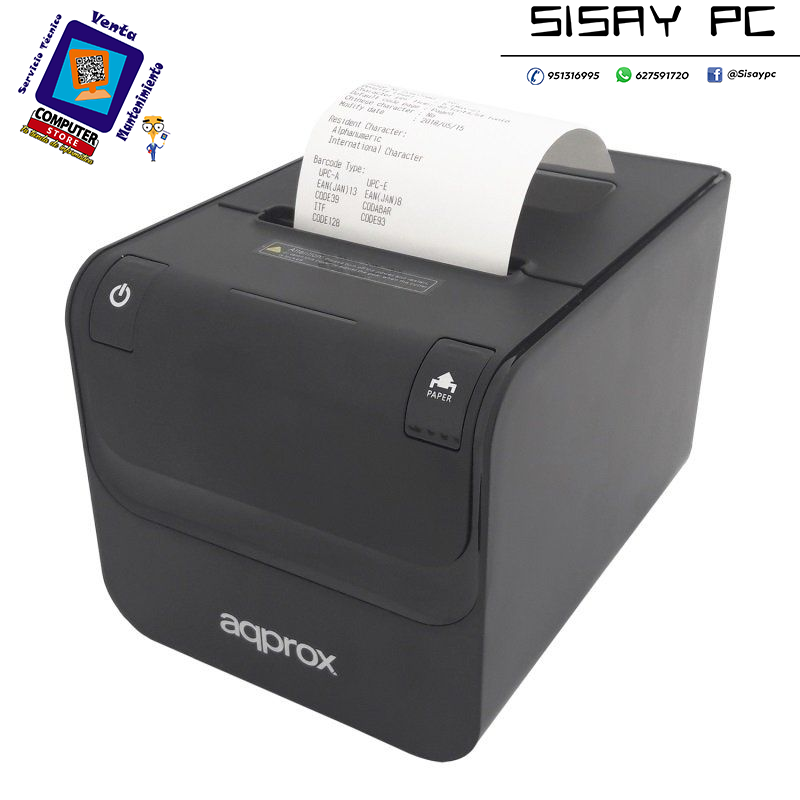 Impresora de Tickets Approx appPOS80AMUSE/ Térmica/ Ancho papel 80mm/ USB-RS232-Ethernet/ Negra