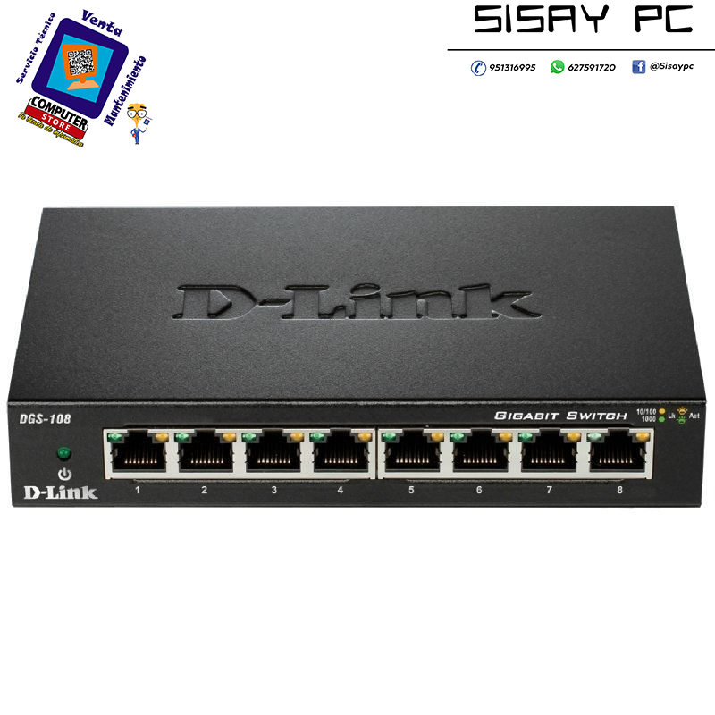 Switch D-Link DGS-108 8 Puertos/ RJ-45 10/100/1000