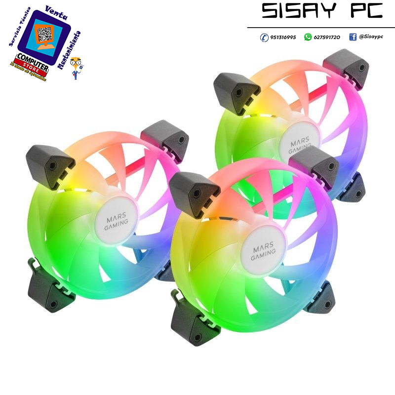 Pack 3 Ventiladores Mars Gaming MF-3A/ 12cm/ ARGB